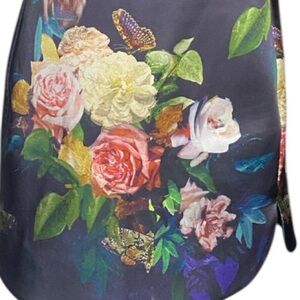 Topshop Floral Scuba Mini Skirt - Dark Botanical Print - Size 6